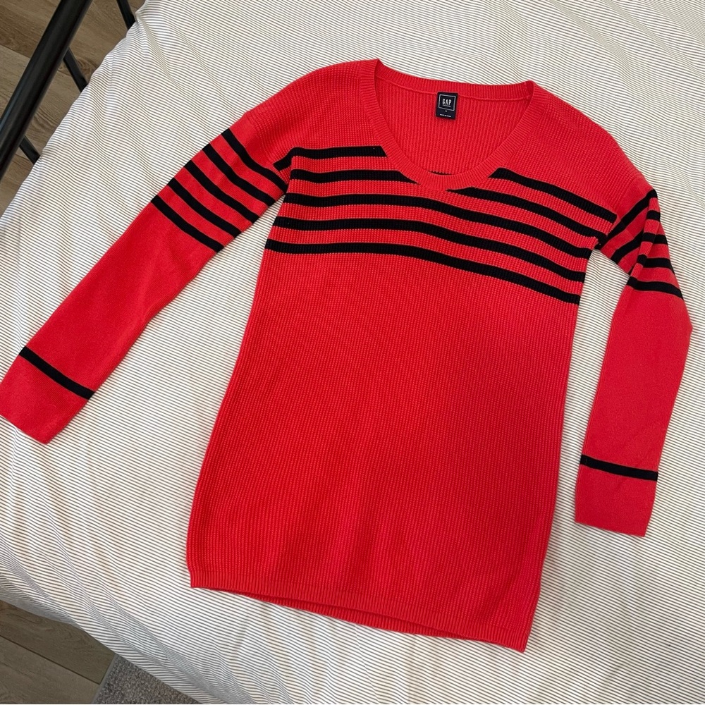 GAP MATERNITY Y2K Red & Blue Striped Wool Blend Waffle Knit Sweater,‎ size M